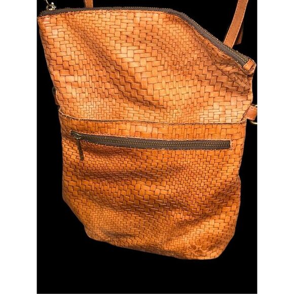 Unique Patricia Nash Brown Braided Leather Convertible Shoulder Bag backpack Ret - Picture 9 of 16